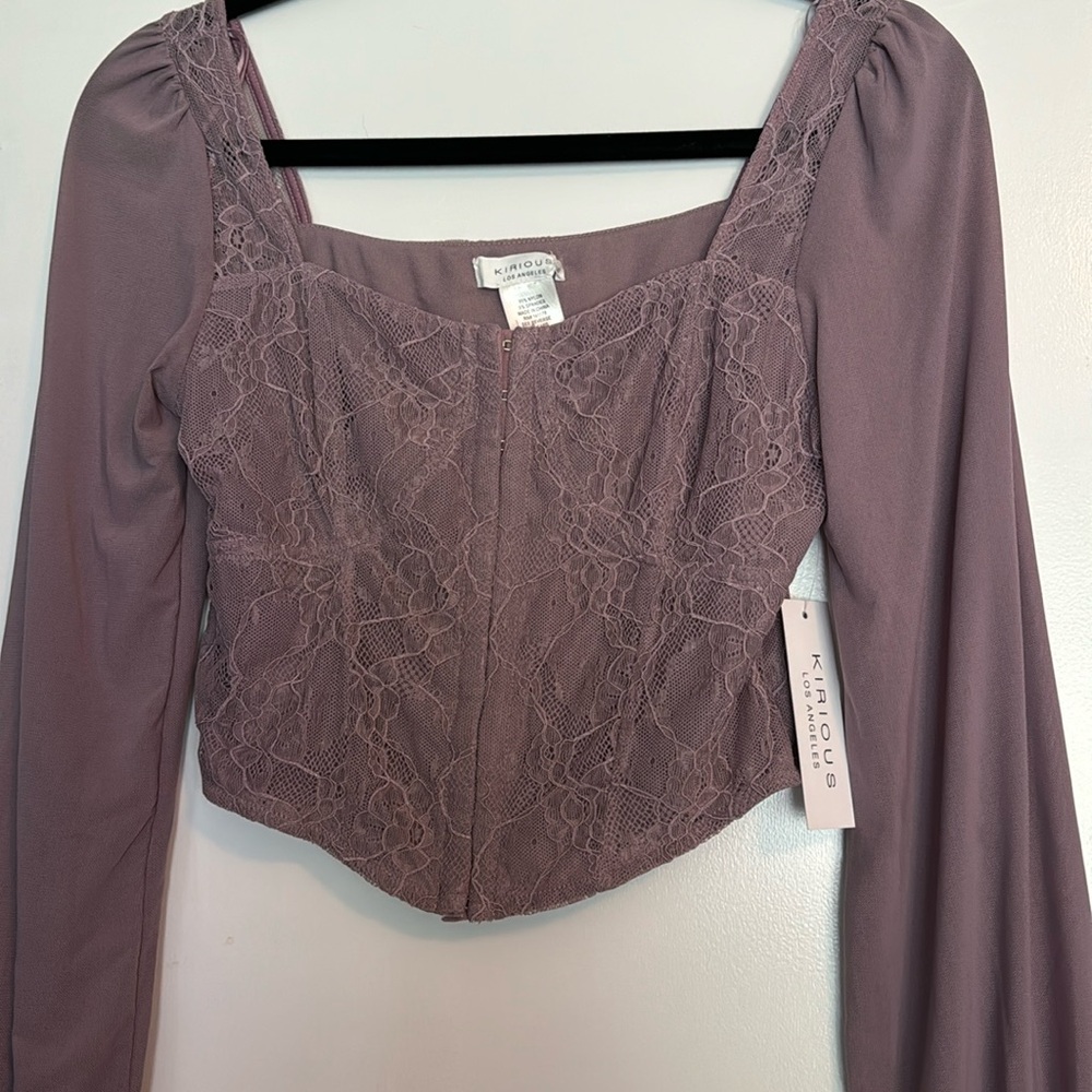 Purple cropped lace top